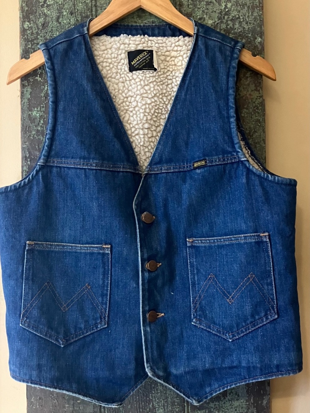 Vintage Wrangler Men's Blue Denim Vest